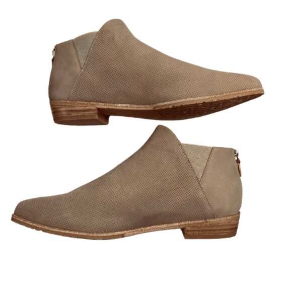 Kenneth Cole Gentle Souls Chelsea Booties NEW Perforated Tan Leather Zipper, 9.5 - Picture 1 of 10